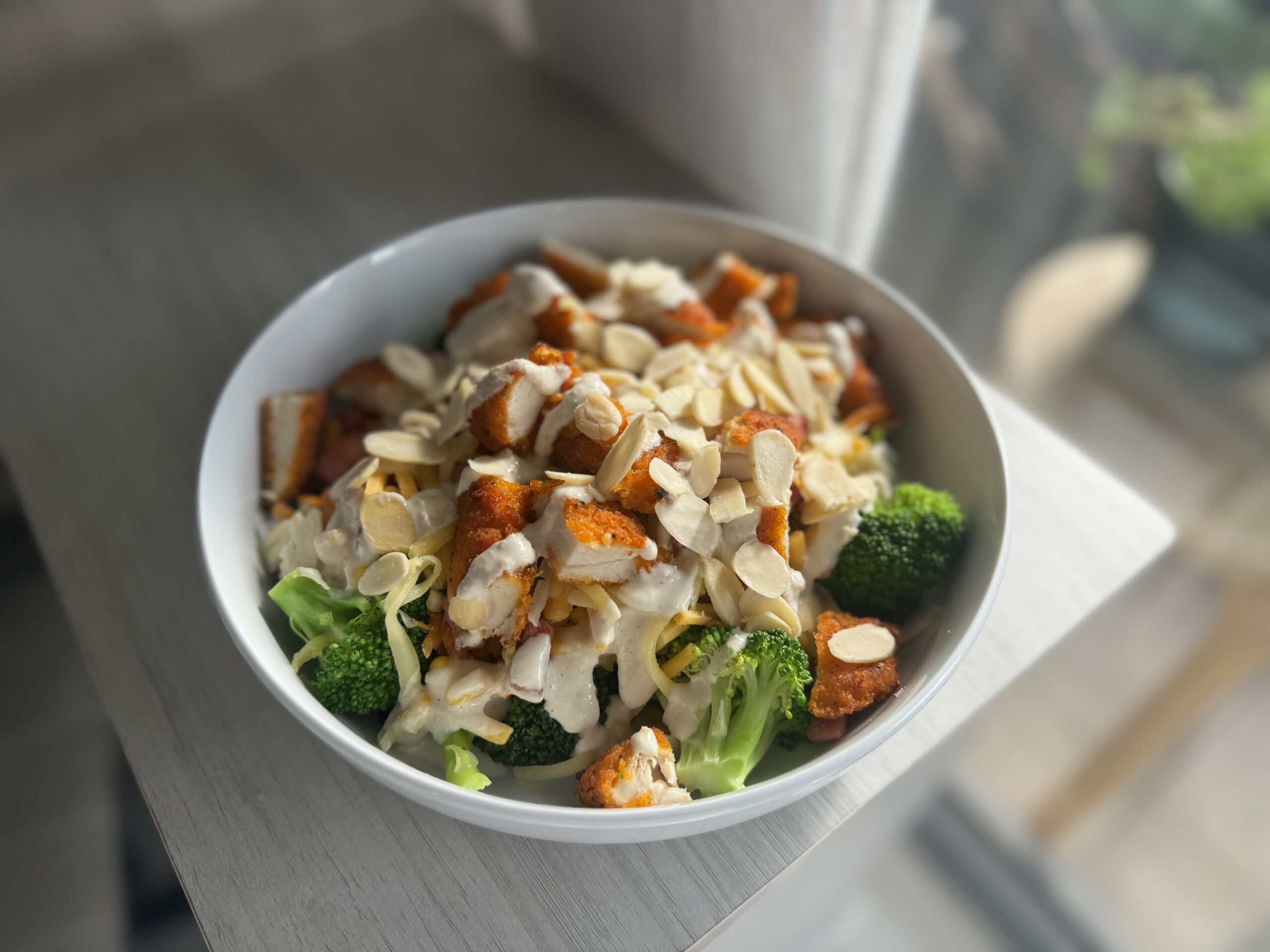 broccoli and crispy chicken salad