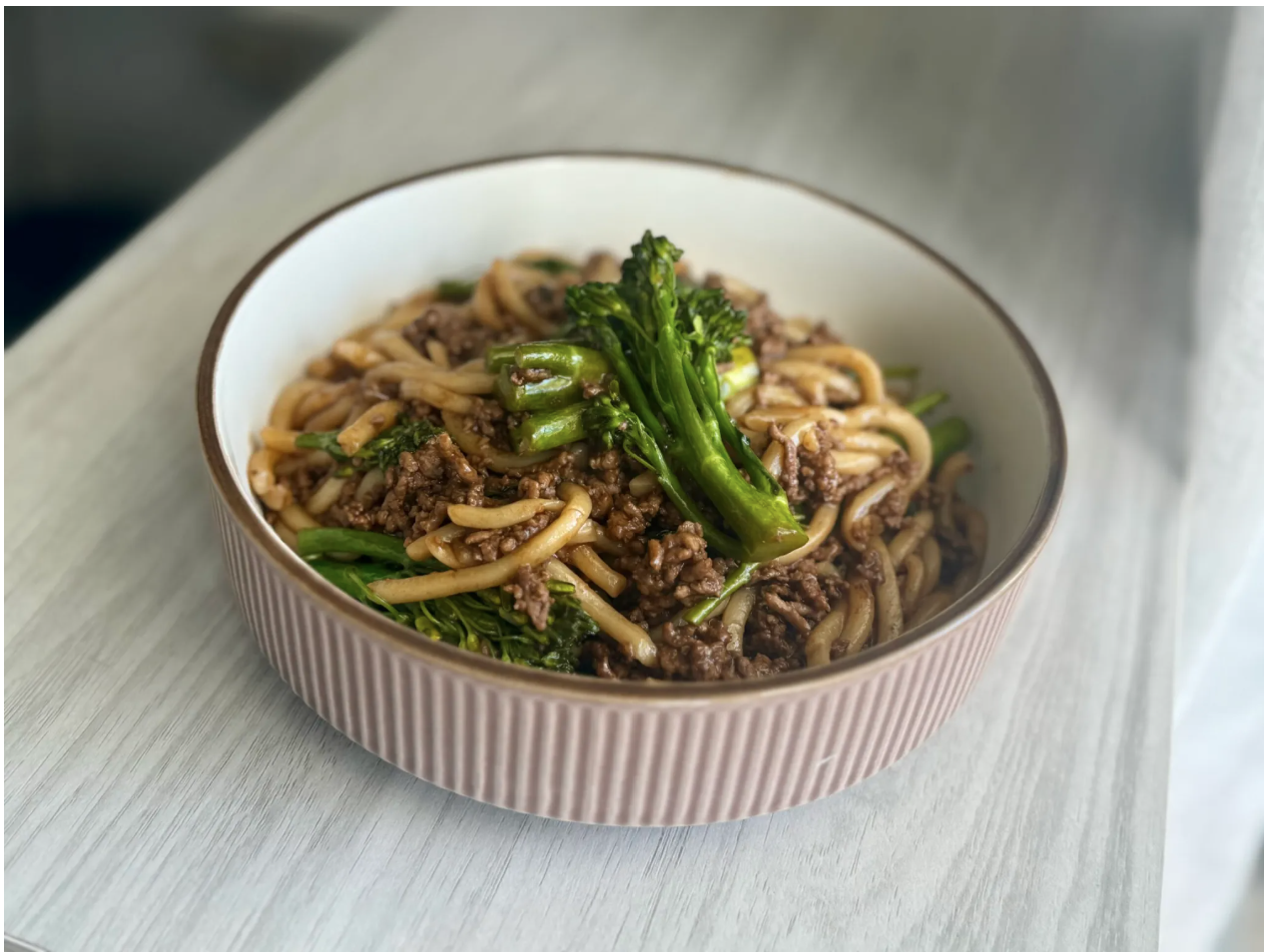 beef and broccolini noodle stir fry